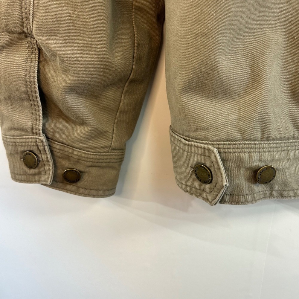 Coleman Gorpcore Sherpa Lined Canvas Jacket M Tan Workwear Rugged Trucker - Picture 8 of 8